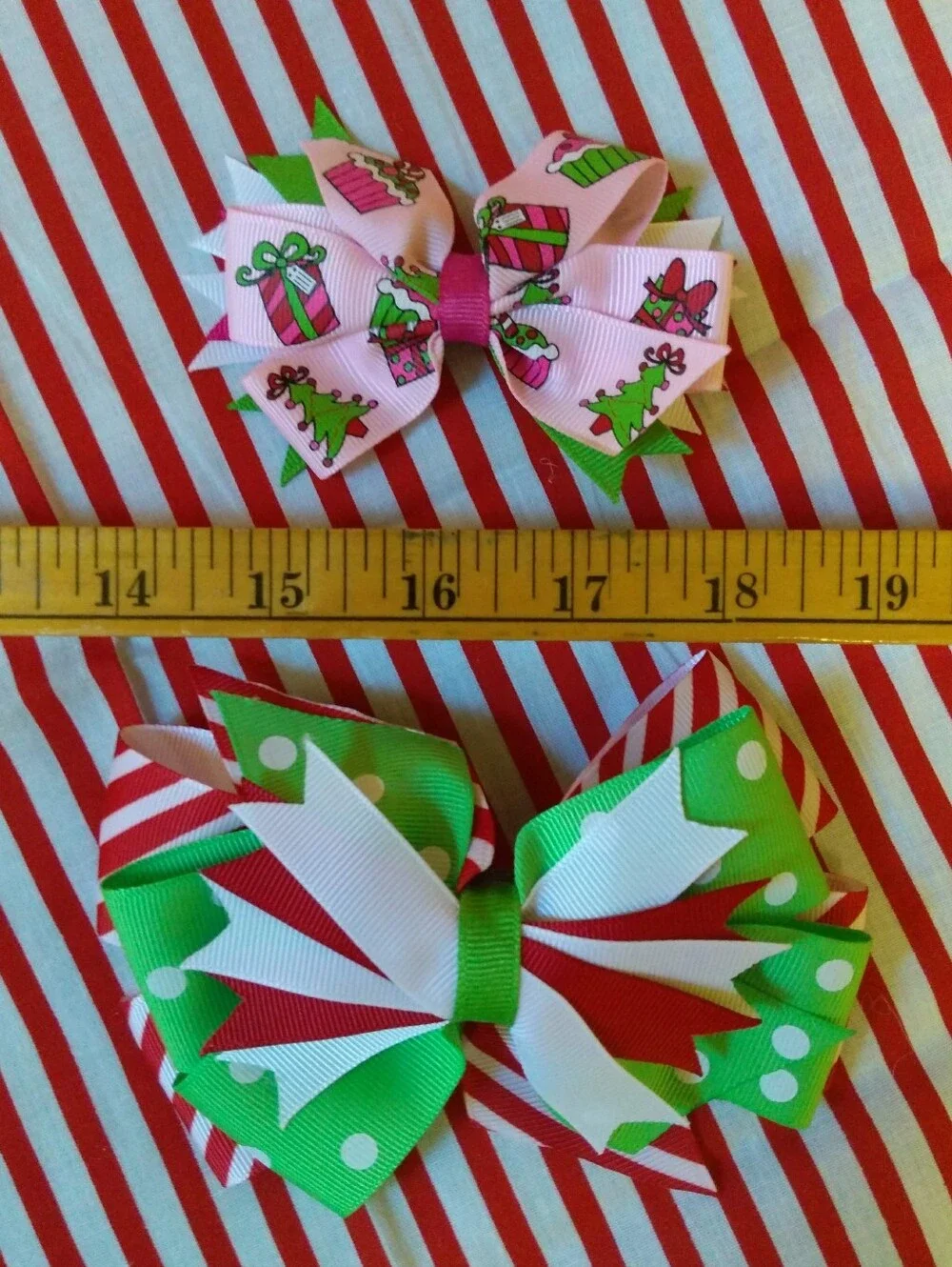 Handmade Boutique Christmas Cupcake Stacked Hair Bows 🎄